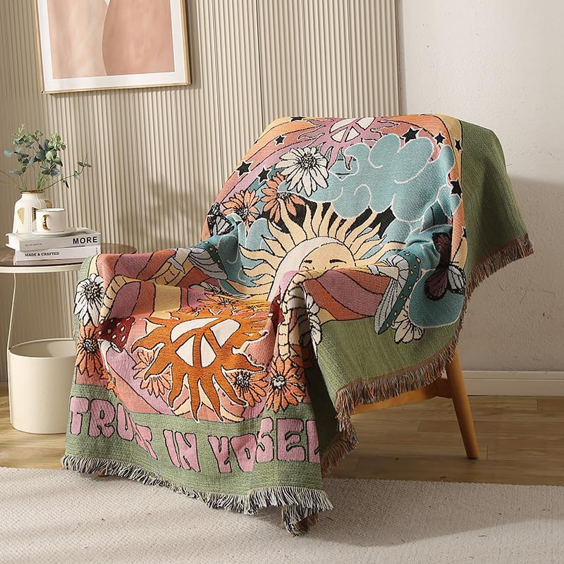 Shesyuki Southwest – Manta decorativa bohemia azteca para sofá, silla, sofá, cama, al aire libre, playa, viajes, 51 x 63 pulgadas