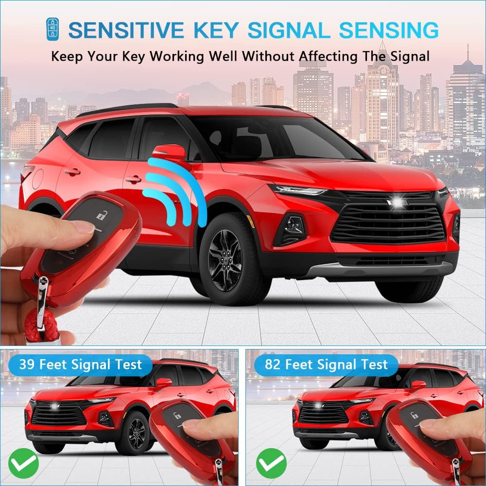 1797 Funda roja para llavero para Chevy Chevrolet Malibu Cruze Equinox Camaro Blazer Traverse Sonic Spark Trailblazer Bolt Trax Car Key Chain Case