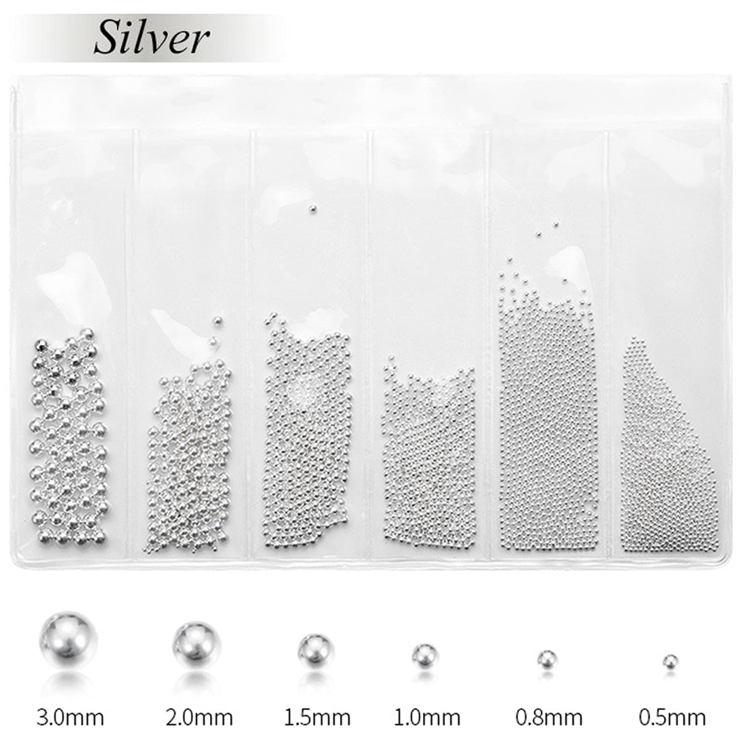 Paquete de 4 cuentas de caviar de uñas, micro cuentas de metal para uñas, decoración de uñas 3D, bola de acero para uñas, plata dorada, gema negra,