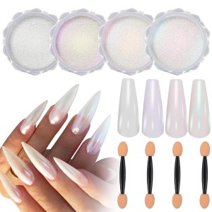 Artdone Polvo de uñas cromado, efecto espejo metálico, pigmento cromado, iridiscente, aurora, brillantina, sirena, perla, kit de polvo para esmalte Artdone Polvo de uñas cromado, efecto espejo metálico, pigmento cromado, iridiscente, aurora, brillantina, sirena, perla, kit de polvo para esmalte