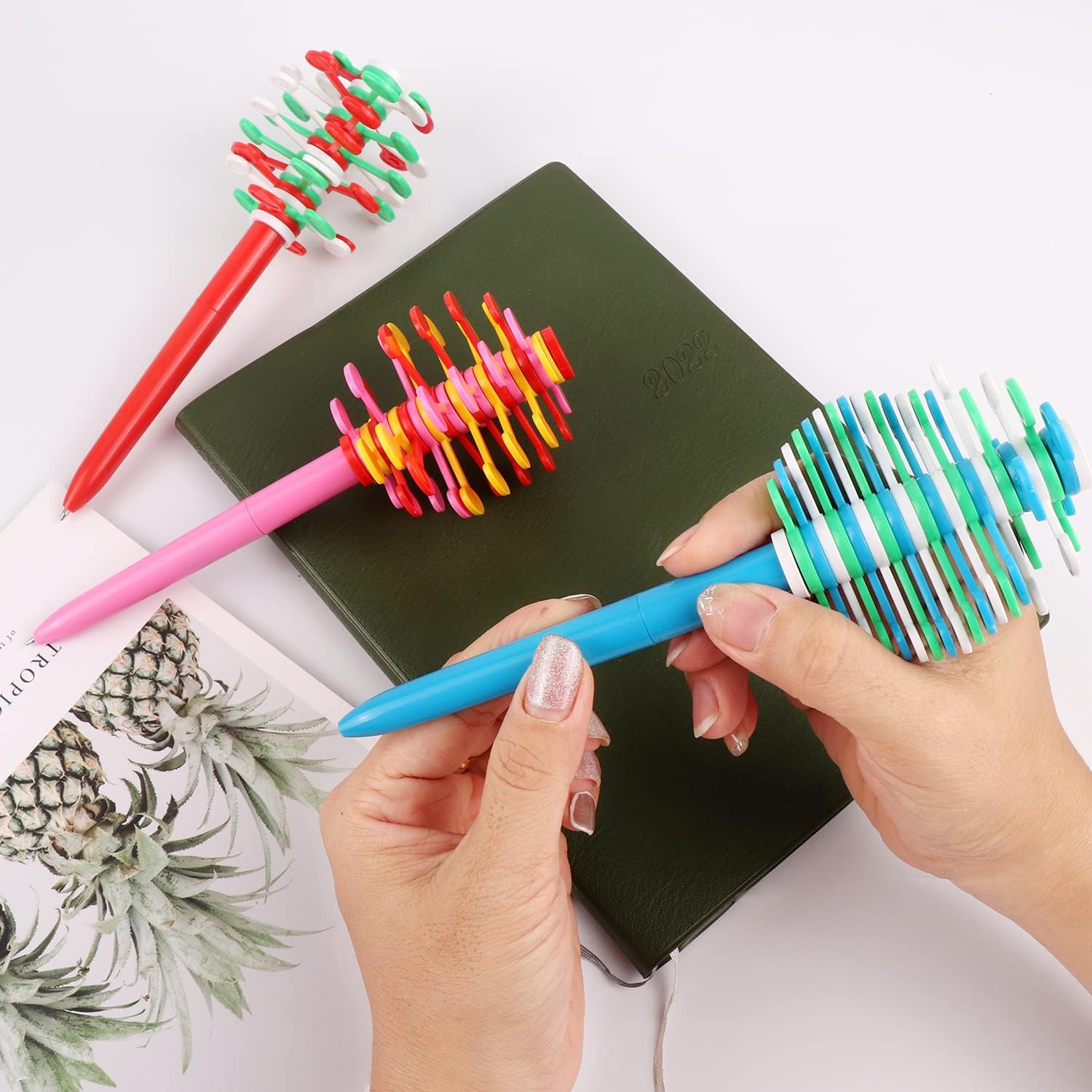 5 bolígrafos para ansiedad, bolígrafo de descompresión, bolígrafo de escritura multifunción, bolígrafo multicolor para juguetes de escritorio de