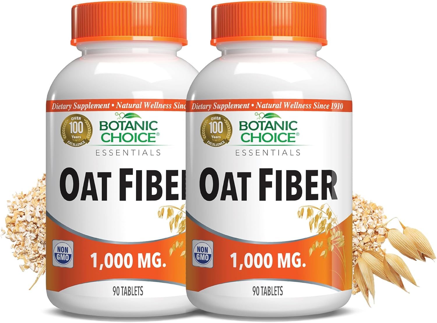 Botanic Choice Fibra de avena, suplemento dietético de fibra de avena natural para apoyar la salud digestiva para mujeres y hombres, paquete de 2