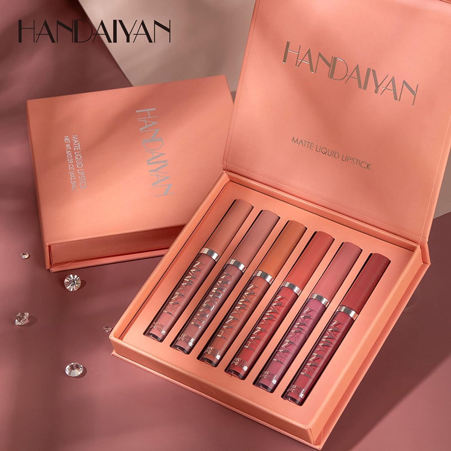 Juego de lápices labiales de 6 colores, antiadherente, mate, terciopelo brillante, de larga duración, para mujeres y niñas (A)