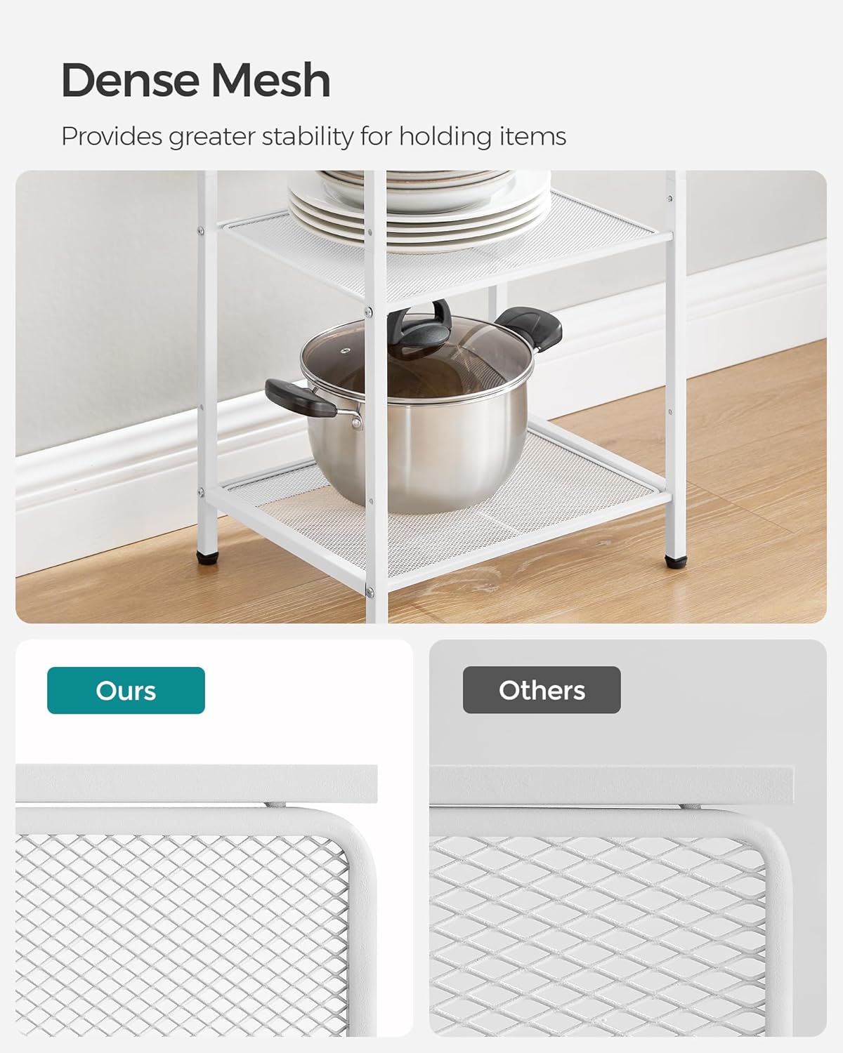 SONGMICS Estante de almacenamiento de 6 niveles, estante de baño, soporte extensible para plantas con estante ajustable, para baño, sala de estar,