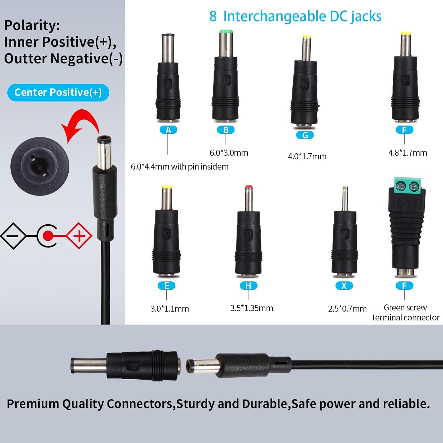 Adaptador de corriente de conmutación de 15V 2A AC para 15 voltios (1A 1.1A 1.2A 1.3A 1.4A 1.5A 1.6A 1.7A 1.8A 1.9A 2A) con 8 enchufes de CC