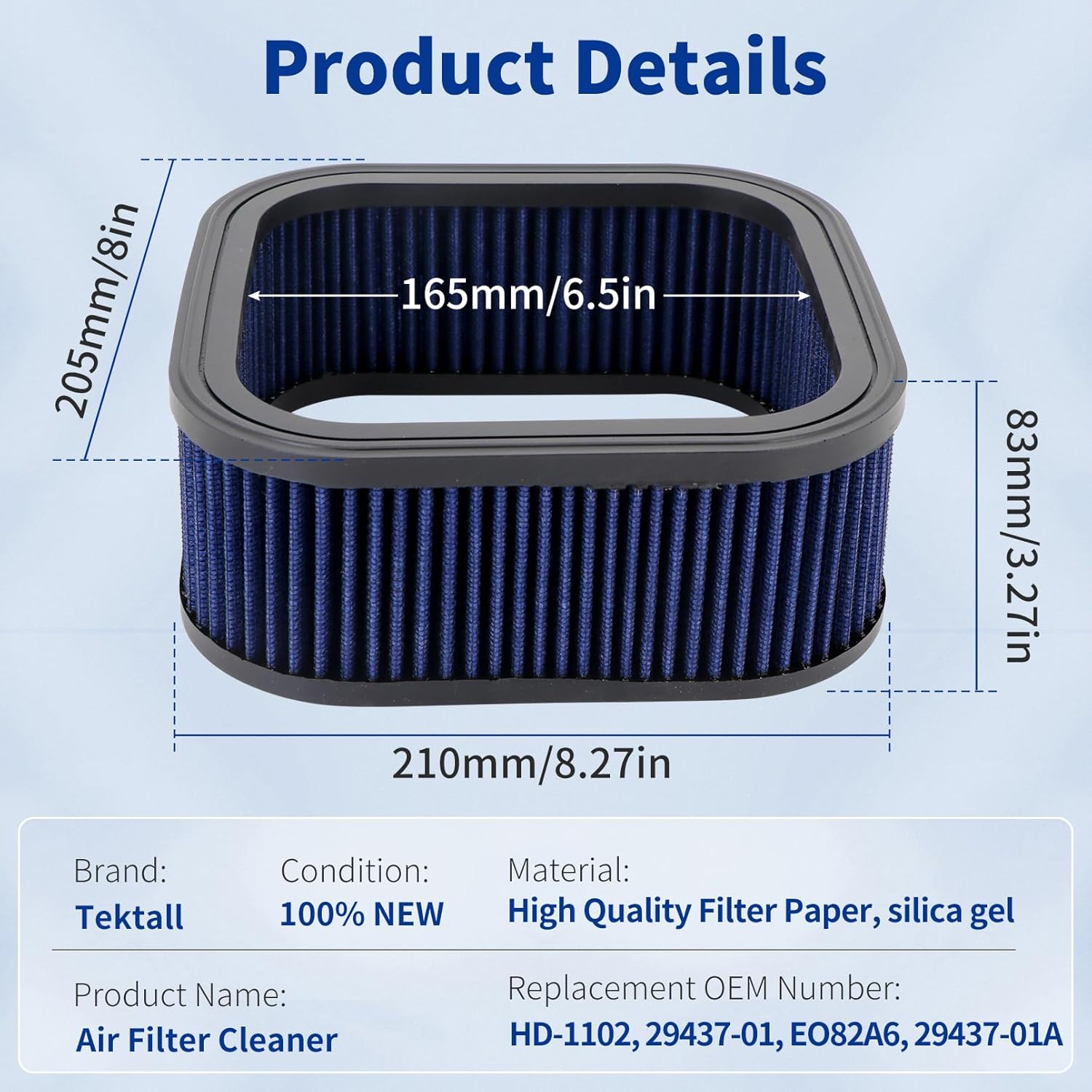 Filtro de admisión de aire para motocicleta Harley VRSCF VRSCDX 10TH Night Rod Special 69 76 CI HD-1102 29437-01 EO82A6 29437-01A