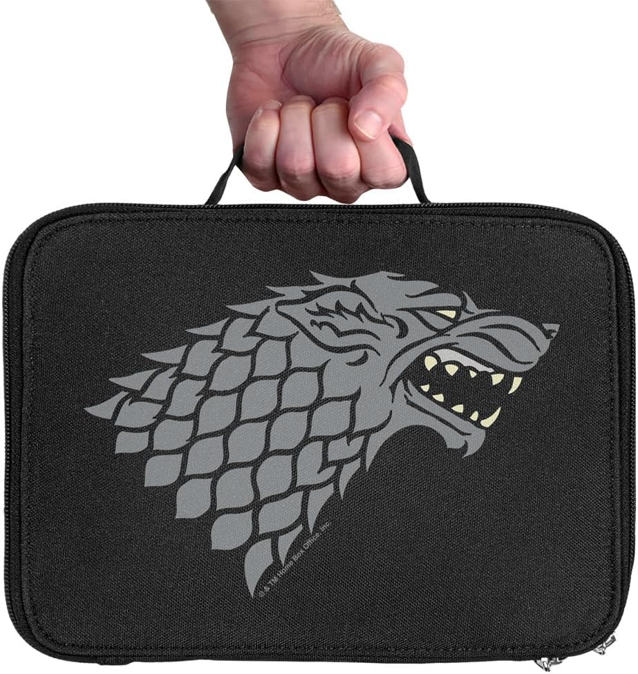 LOGOVISION Juego de Tronos Stark Sigil – Lonchera aislada de lados suaves, bolsa de almuerzo reutilizable para trabajo escolar, oficina, sin BPA