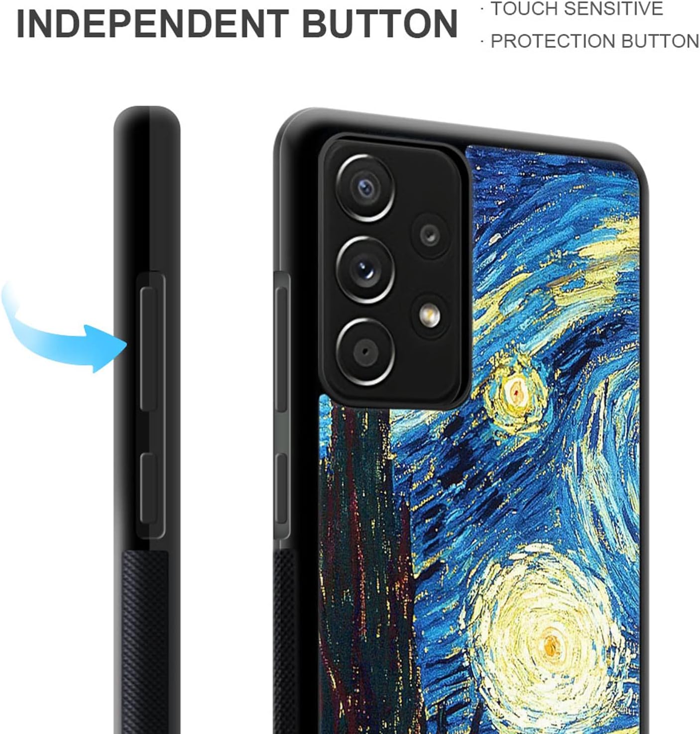 CARLOCA Funda compatible con Samsung Galaxy A53 5G, diseño gráfico de identidad de aceite de noche estrellada, a prueba de golpes, antiarañazos,