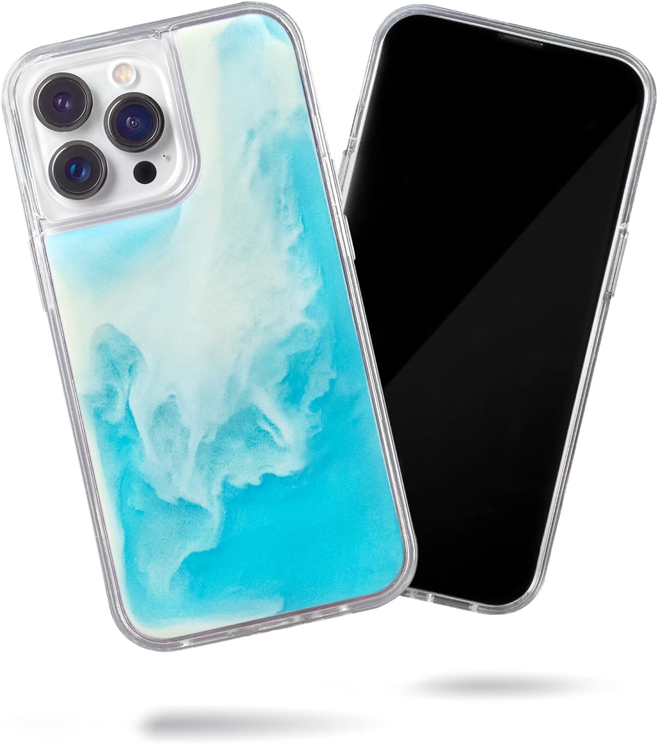 SteepLab Flowing Neon Sand – Funda líquida para iPhone 14 Pro Max (2022, 6.7 pulgadas), protección de cuerpo completo con bisel elevado (océano y