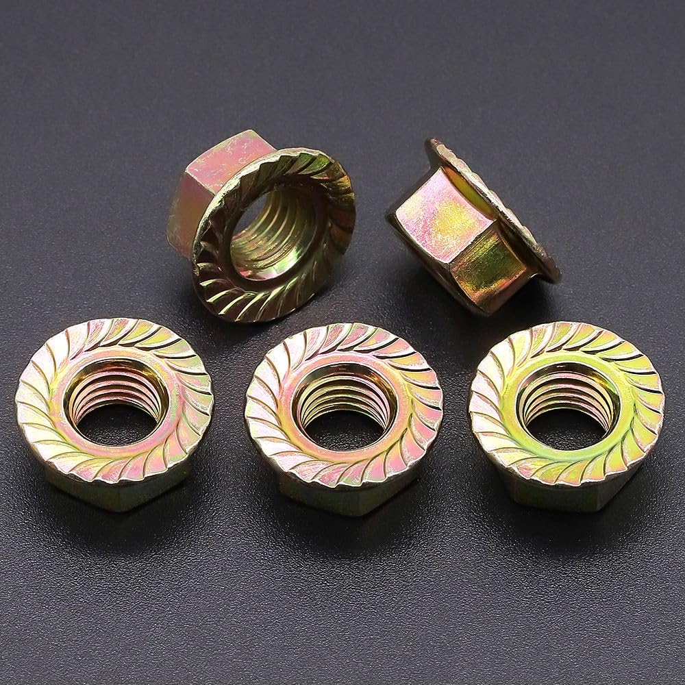 M5-0.8 Tuercas hexagonales con cabeza de arandela dentada DIN 6923, tuercas hexagonales con arandela de brida dentada para reemplazar arandela