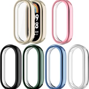 Funda compatible con Xiaomi Band 8, funda rígida de policarbonato con protector de pantalla antiarañazos, a prueba de golpes, funda protectora para Funda compatible con Xiaomi Band 8, funda rígida de policarbonato con protector de pantalla antiarañazos, a prueba de golpes, funda protectora para