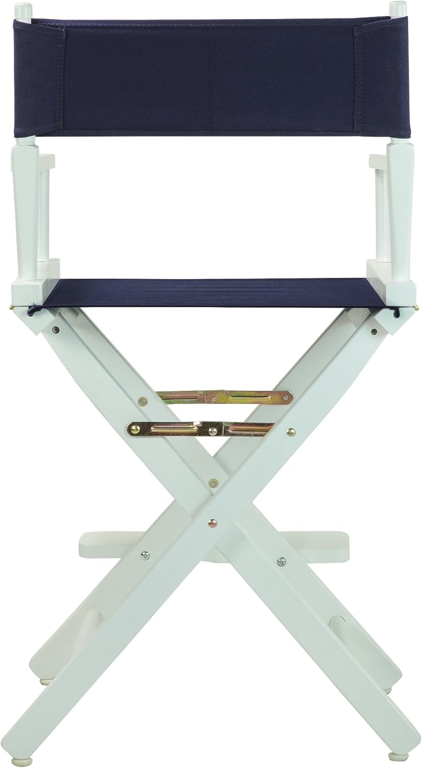 Casual Home – Silla de director de 24.0in, marco blanco con lona azul marino, altura de mostrador