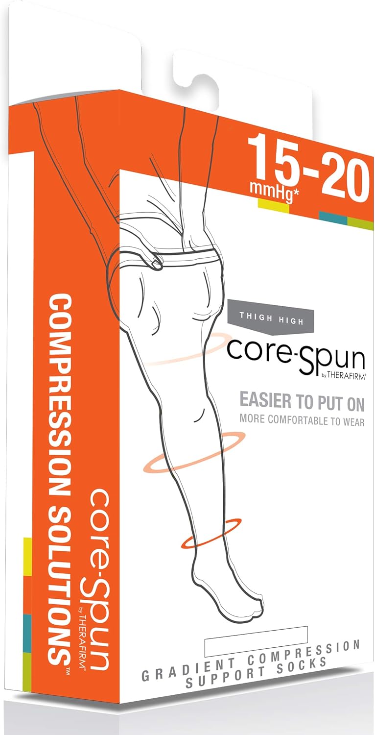 CORE-SPUN BY THERAFIRM Calcetines altos de compresión graduados suaves de 15-20 mmHg