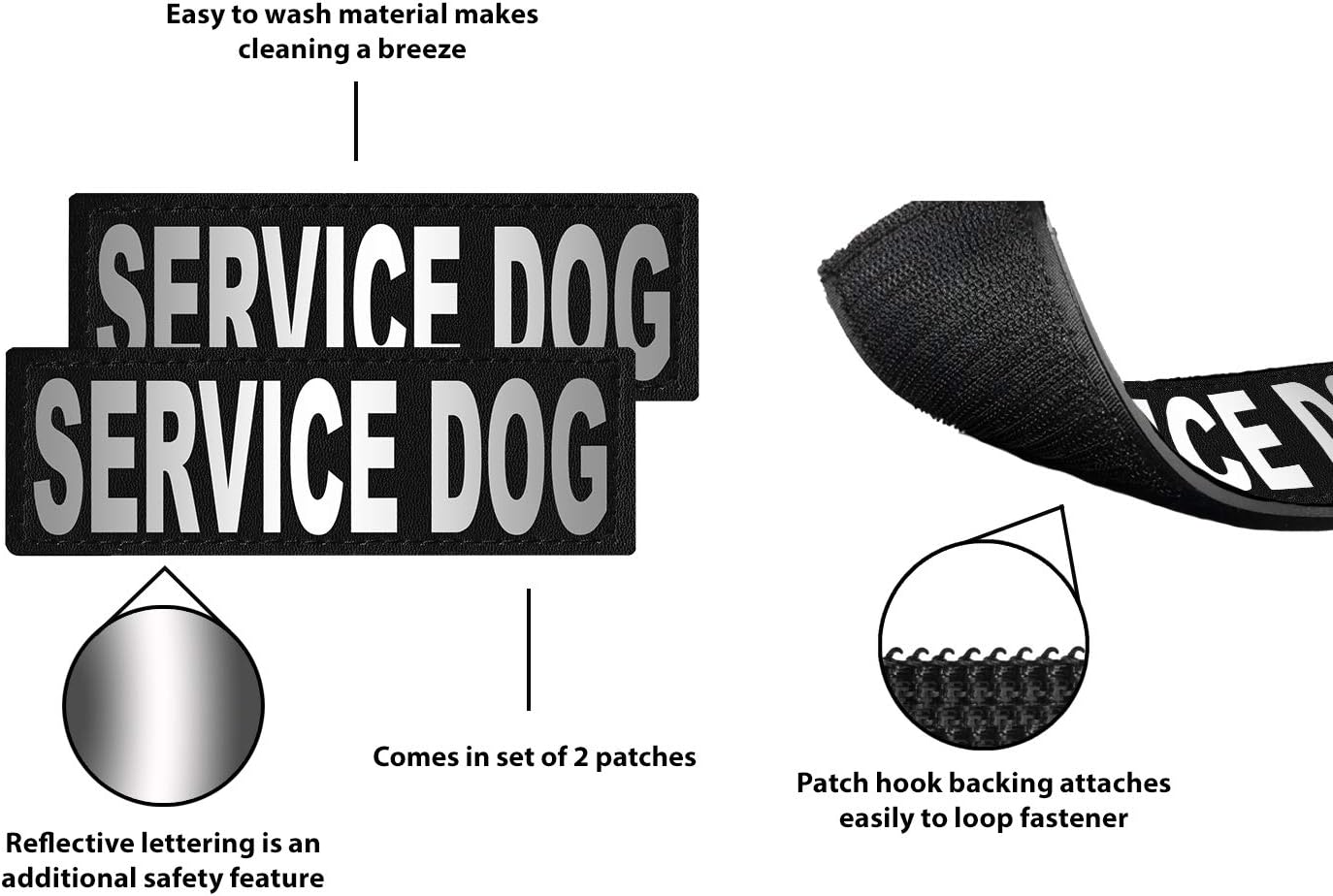 DogLine Parches De Velcro desmontable “Servicio perro etiquetas, Service Dog