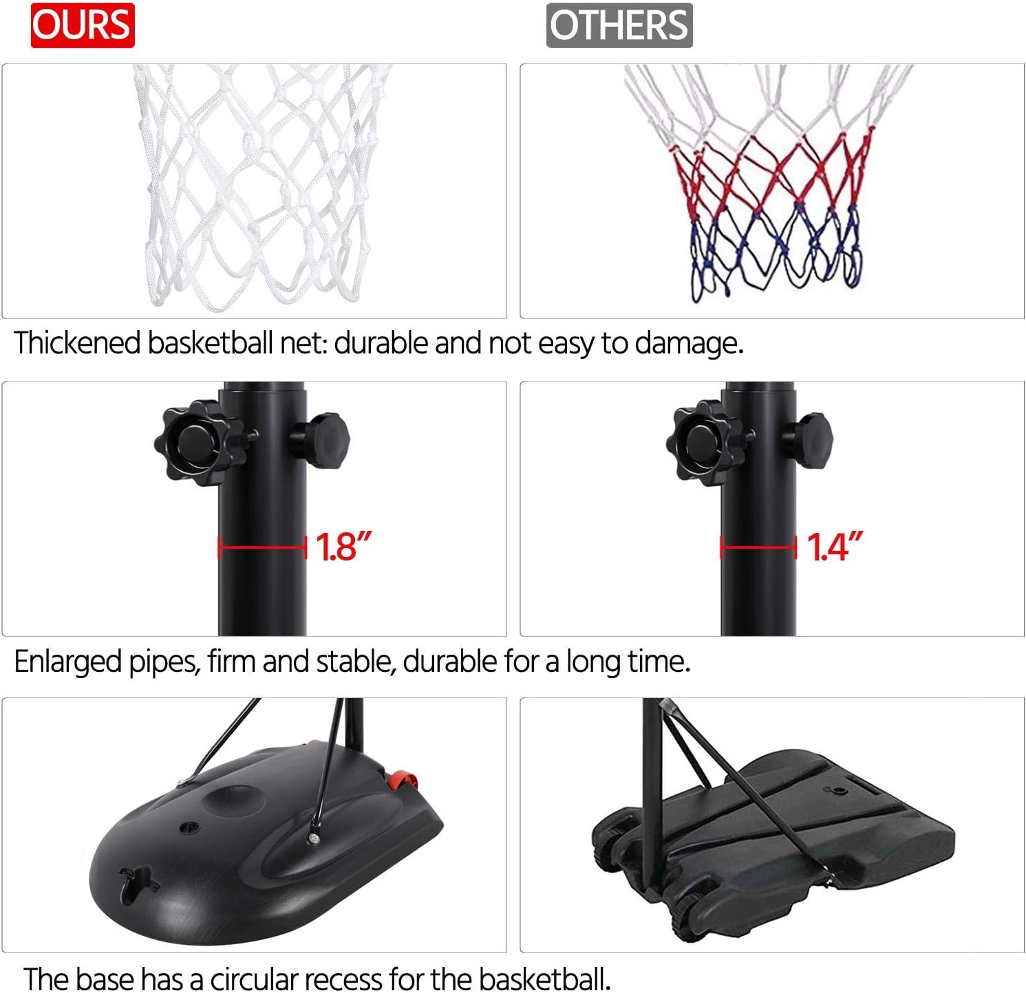 Topeakmart Aros y porterías de baloncesto portátiles de 7 a 9 pies con sistema de aro de baloncesto extraíble para jóvenes, para exteriores, juego