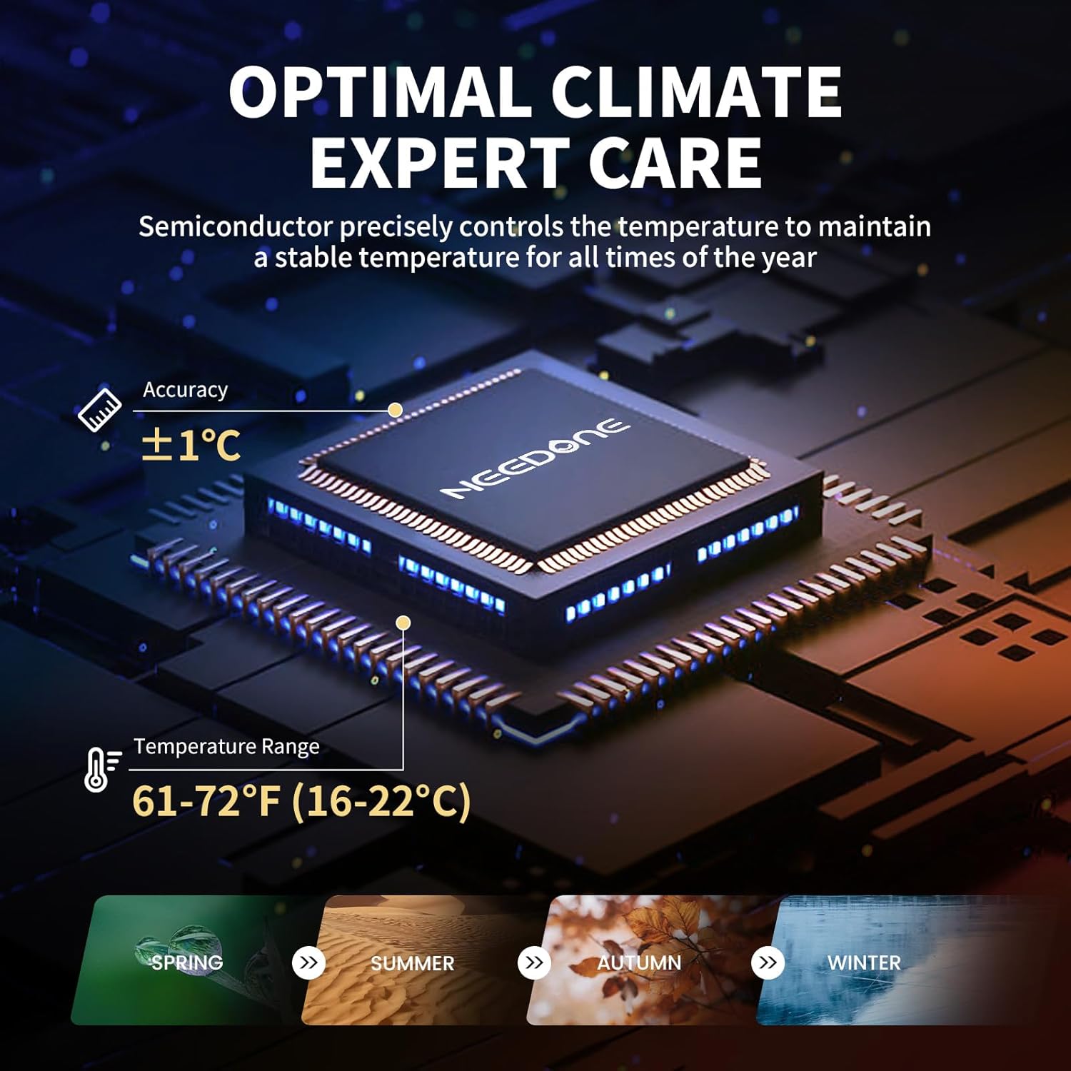 NEEDONE Armario eléctrico de 280 unidades con sistema de control de temperatura silencioso de calefacción y refrigeración, fabricado con estantes de