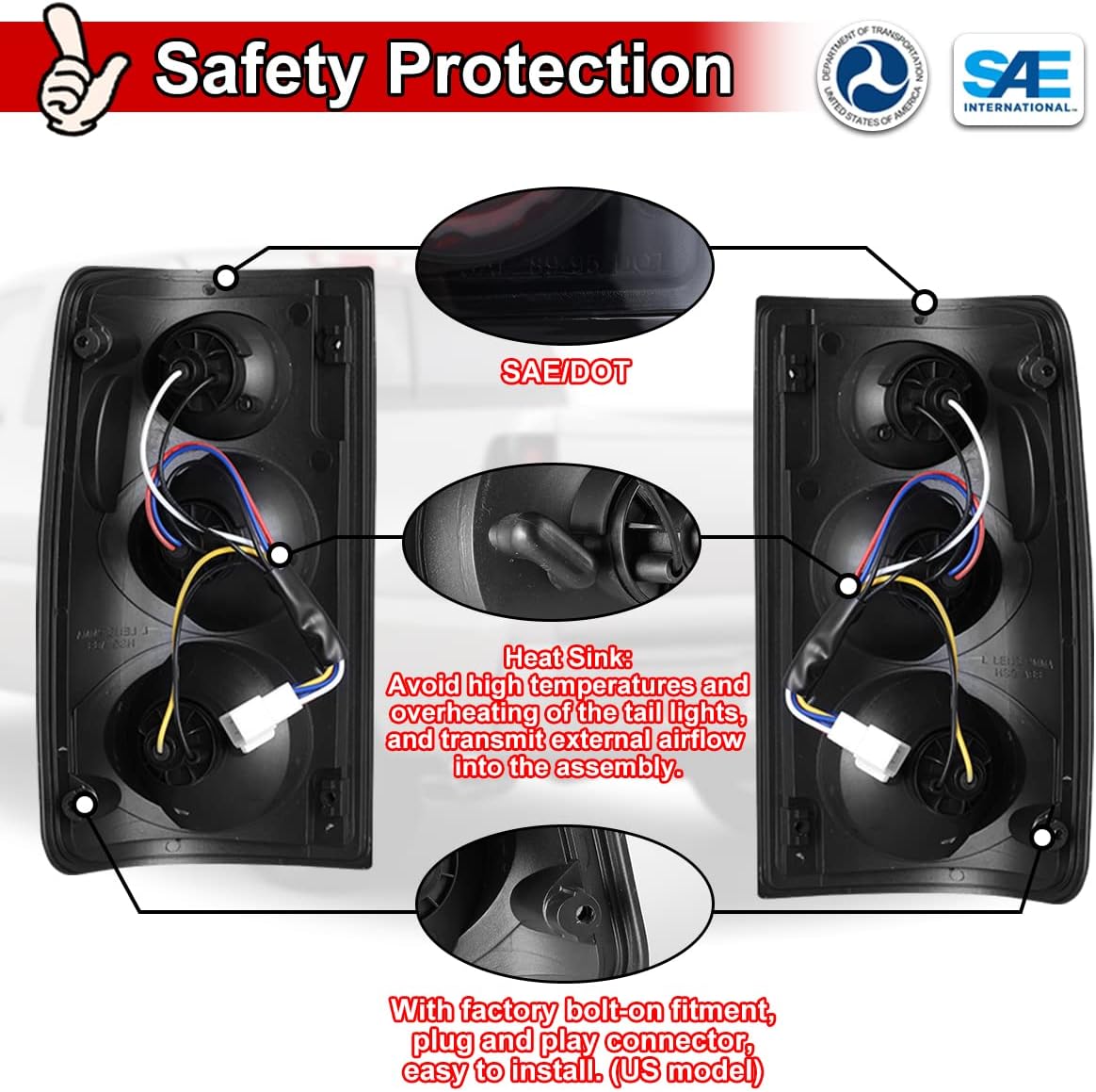 Nixon Offroad Luces traseras para Toyota Pickup 1989 1990 1991 1992 1993 1994 1995, luces traseras de automóvil, reemplazo de montaje de 1 par