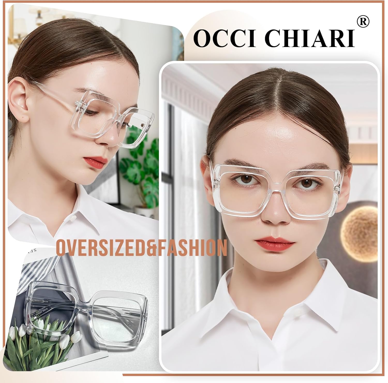 OCCI CHIARI Lentes de lectura grandes limpios para mujer, lectores nerd 2.5x(1.0 1.25 1.5 1.75 2.0 2.25 2.5 2.75 3.0 3.5 4.0 5.0 6.0)