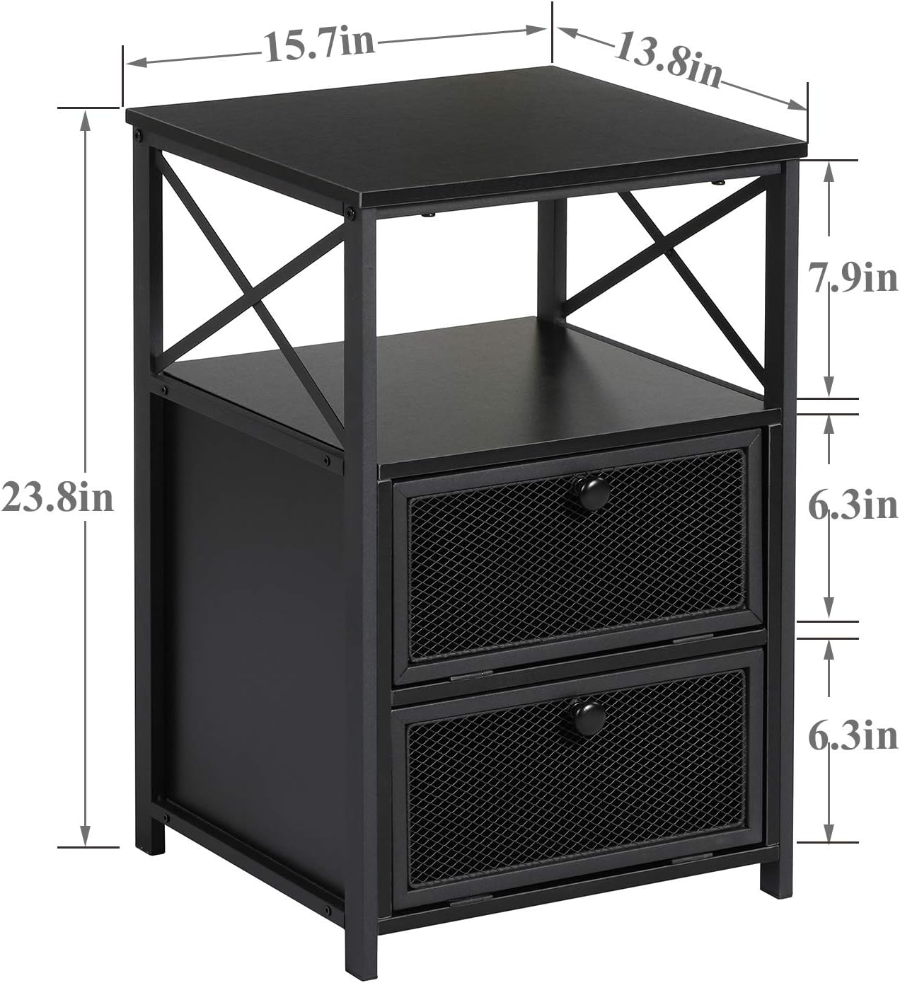 VECELO – Mesita de noche, mesa auxiliar con espacio de almacenamiento y puerta, mesitas de noche modernas para sala de estar, dormitorio, negro