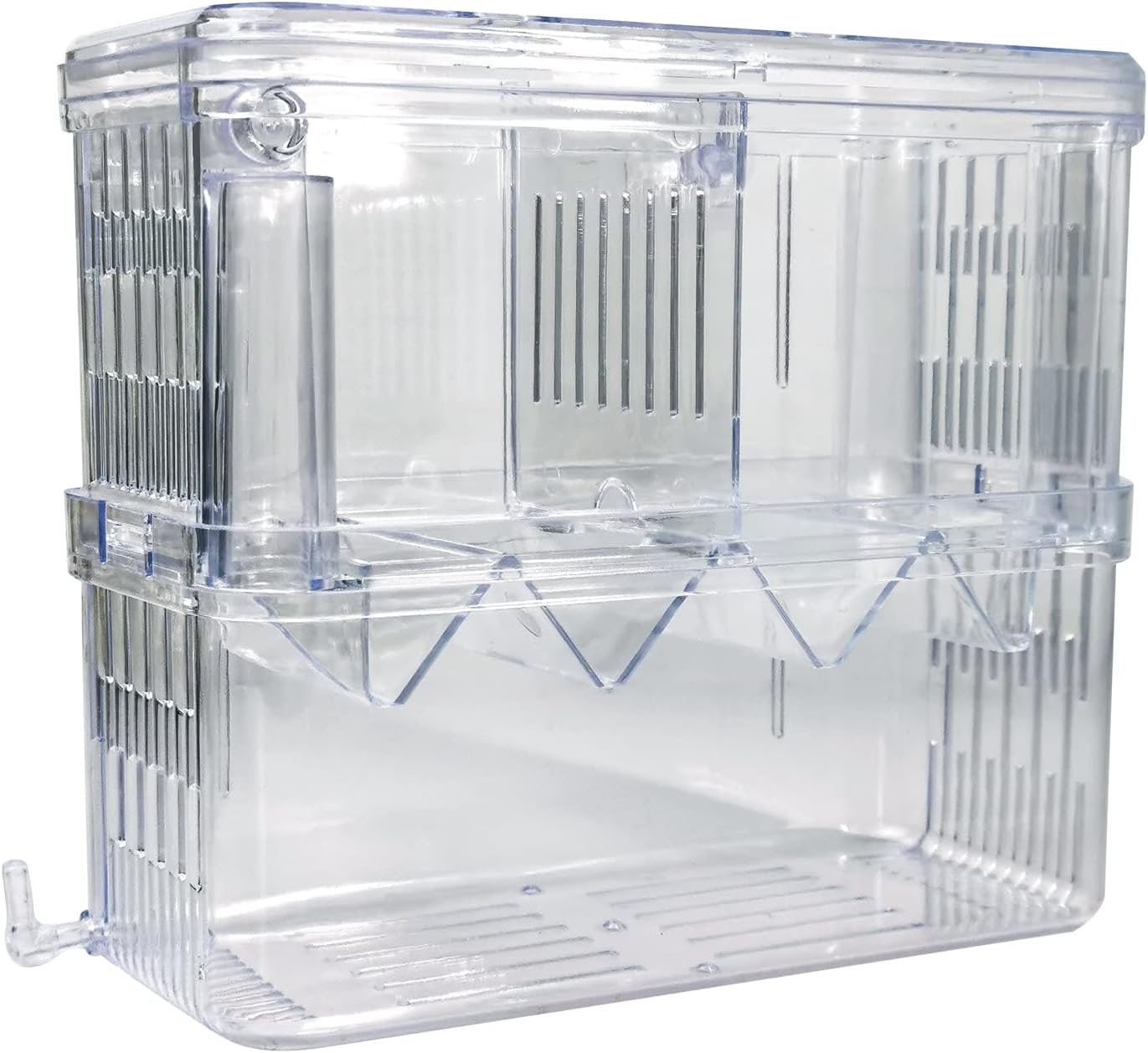 Gittcoll Caja de cría de peces acrílicos de doble capa, tanque de acuario, caja de aislamiento de peces con ventosa para fritas, criadera,