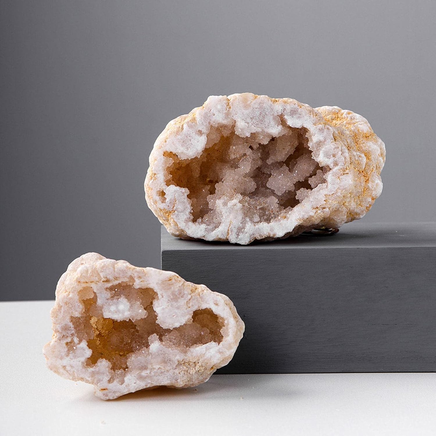 Rebanada de geoda de ágata natural, racimo de cuarzo, puntos de cristal, minerales, espécimen, racimo de cuarzo de cristal de alta energíaDruzy