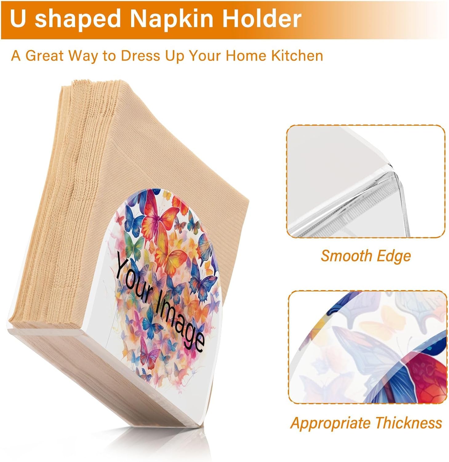 Napkin Holders for Table Paper Napkins Dispenser Kitchen Bathroom Butterflies Standing Decorative Acrylic