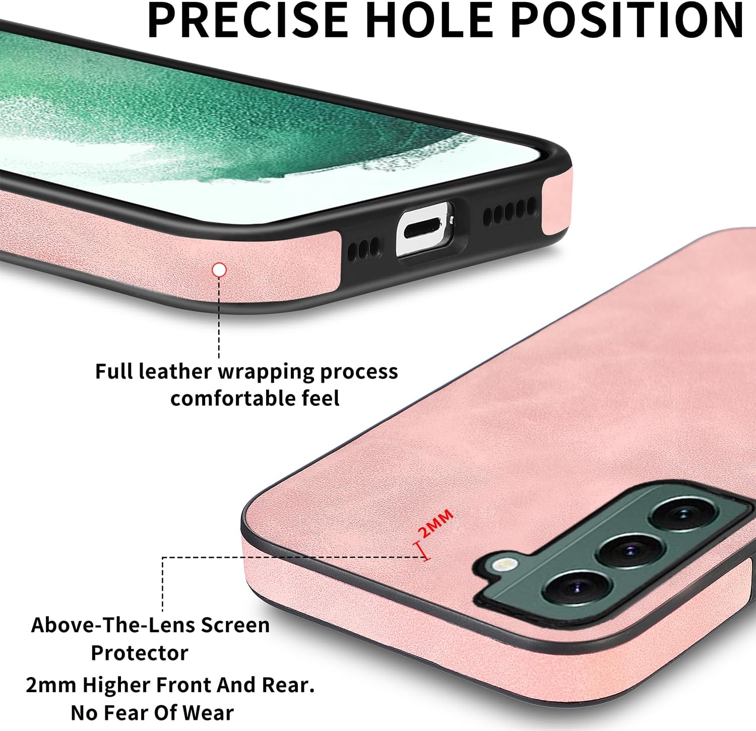 Asuwish Funda de teléfono para Samsung Galaxy S22 5G con protector de pantalla de vidrio templado y funda delgada de cuero suave y resistente,