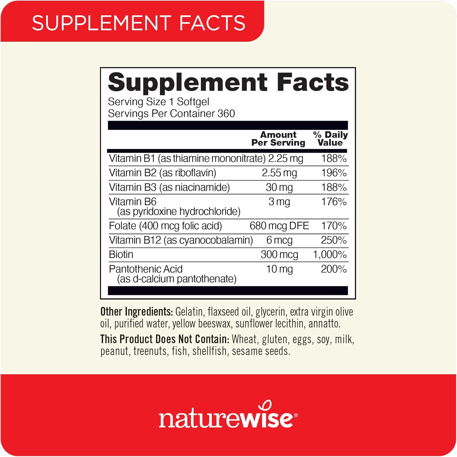 NatureWise Complejo de vitamina B para mujeres y hombres  con ácido fólico biotina B1 B2 B3 B6 B12  Apoya la energía celular y la claridad mental