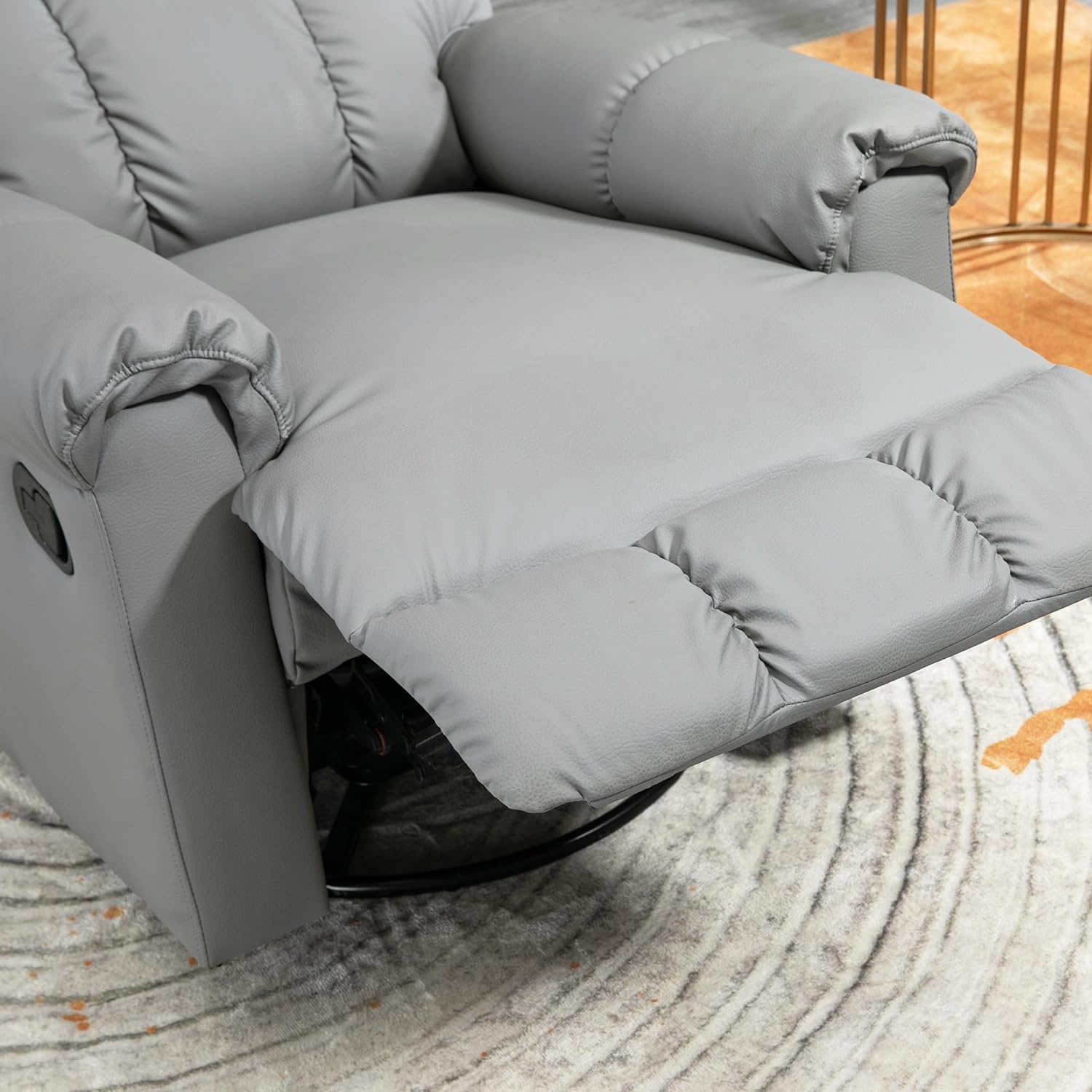 HOMCOM Rocker – Silla reclinable con respaldo y asiento sobrerelleno, silla reclinable manual de piel sintética con reposapiés y base de rotación