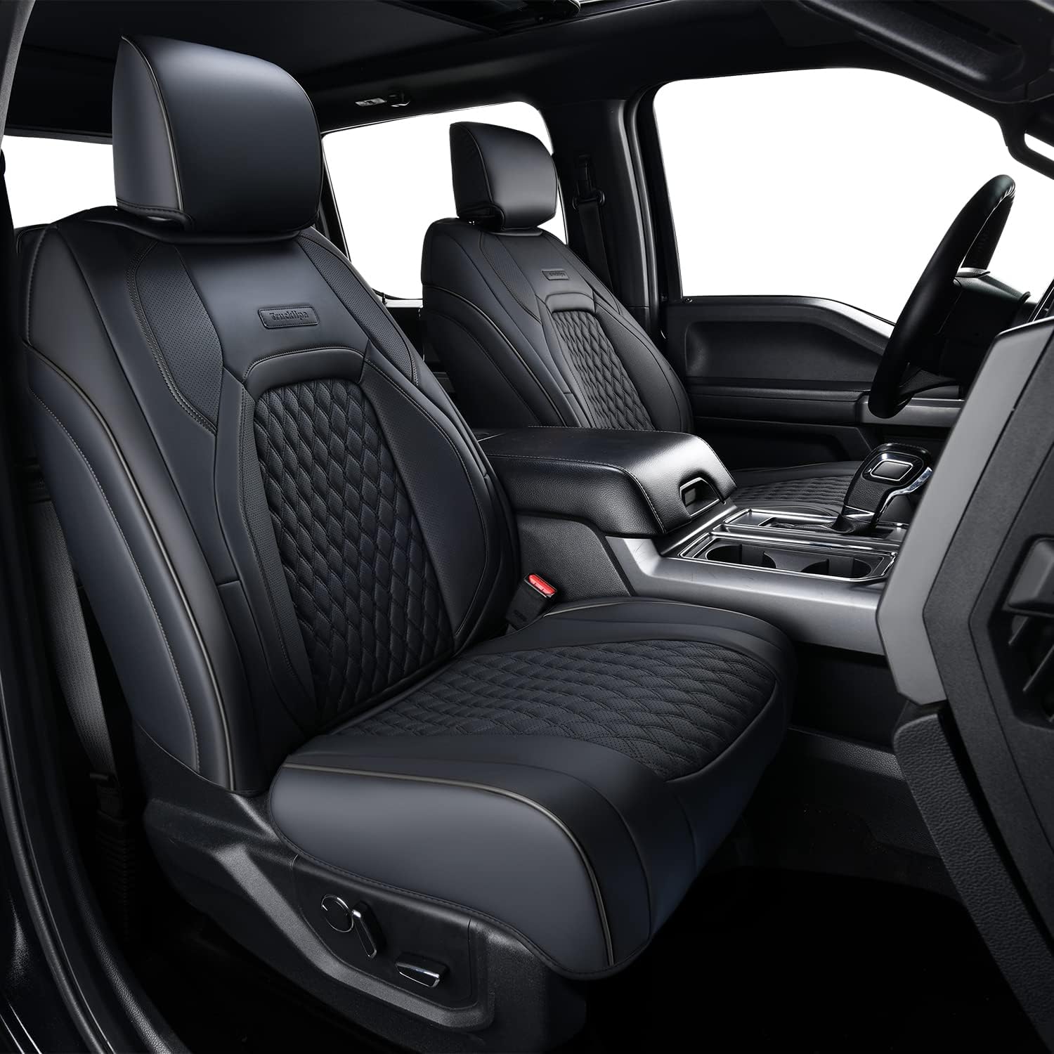 Fundas de asiento delantero F150, 2 unidades, de piel sintética, impermeables, para asientos de automóvil, accesorios para Ford, interior de camión