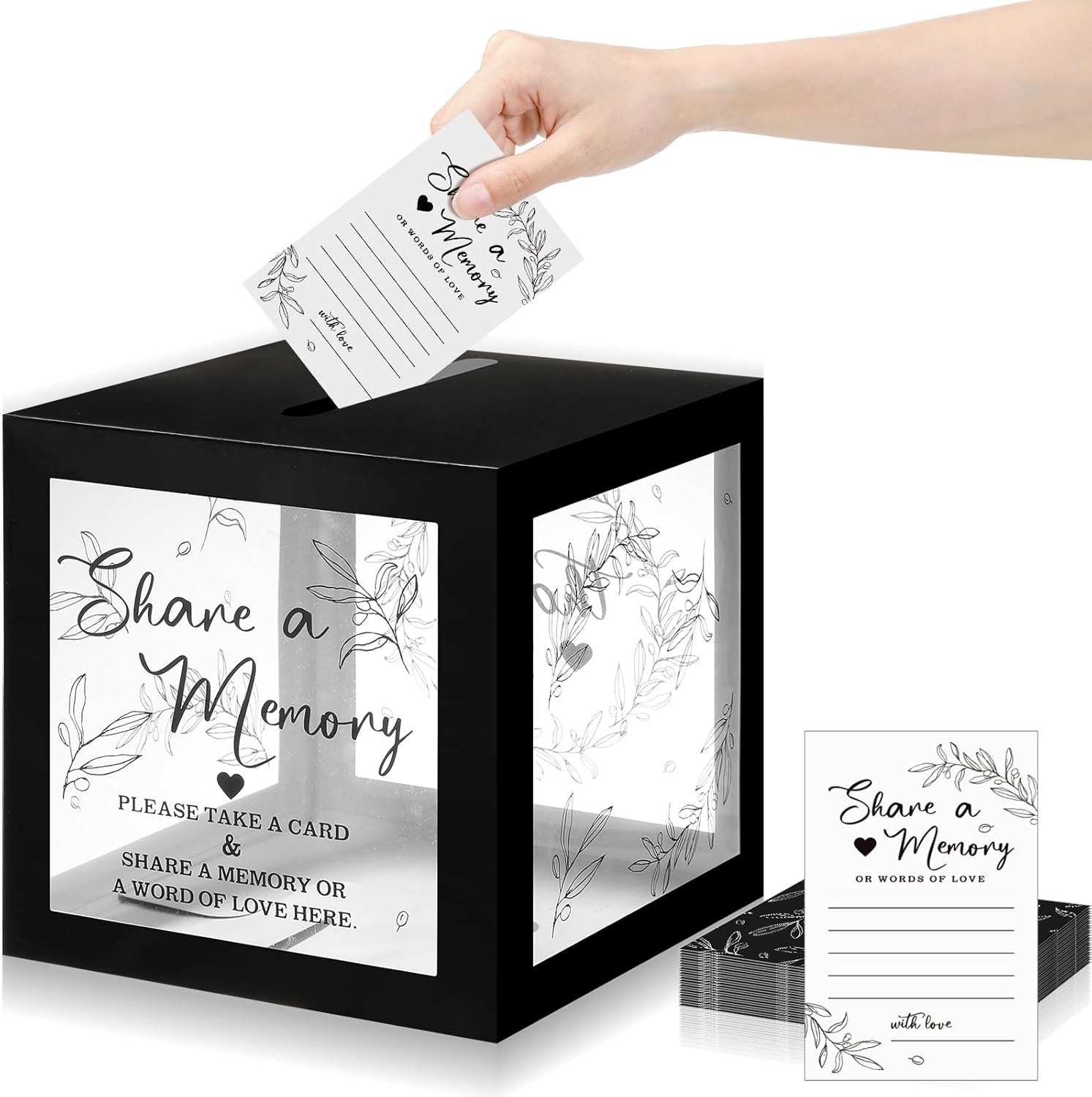 Pajean 50 tarjetas de memoria Greenery Share a Memory para colecciones de vida, tarjetas de memoria, ideas de tarjetas de invitados para funeral,