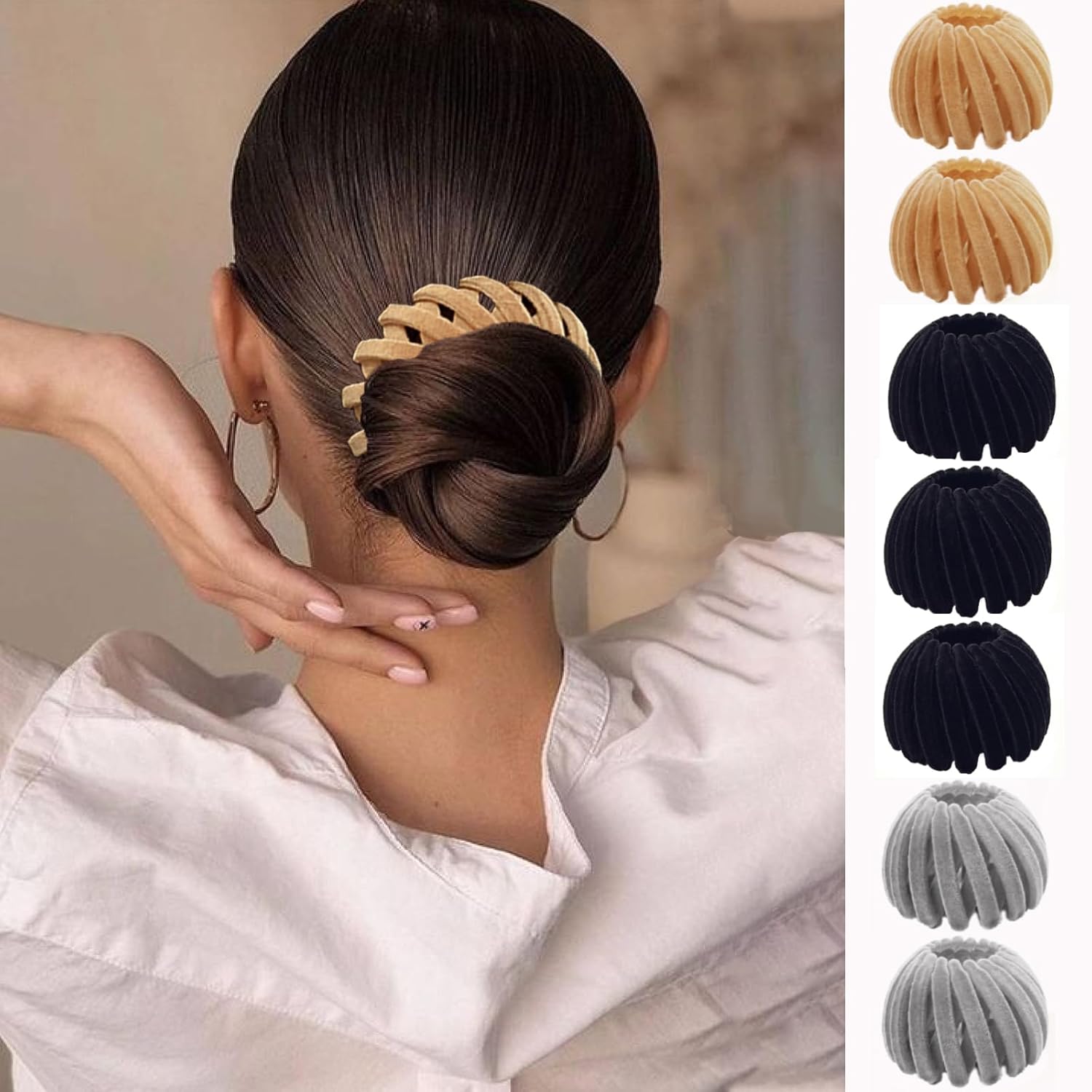 Sizobi Bird Nest – 7 pinzas para el cabello mágicas, para hacer moños para el cabello, pinzas antideslizantes para el cabello, coleteros