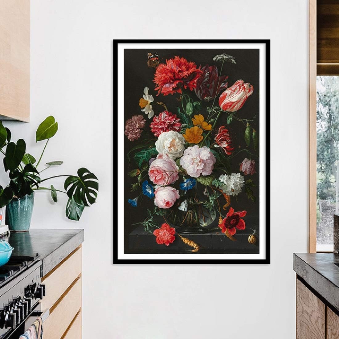 BPNHNA Impresiones en lienzo de flores, peonía, ranúnculo, amapolas, clavel, naturaleza, floral, arte de pared, pósteres para decoración para el