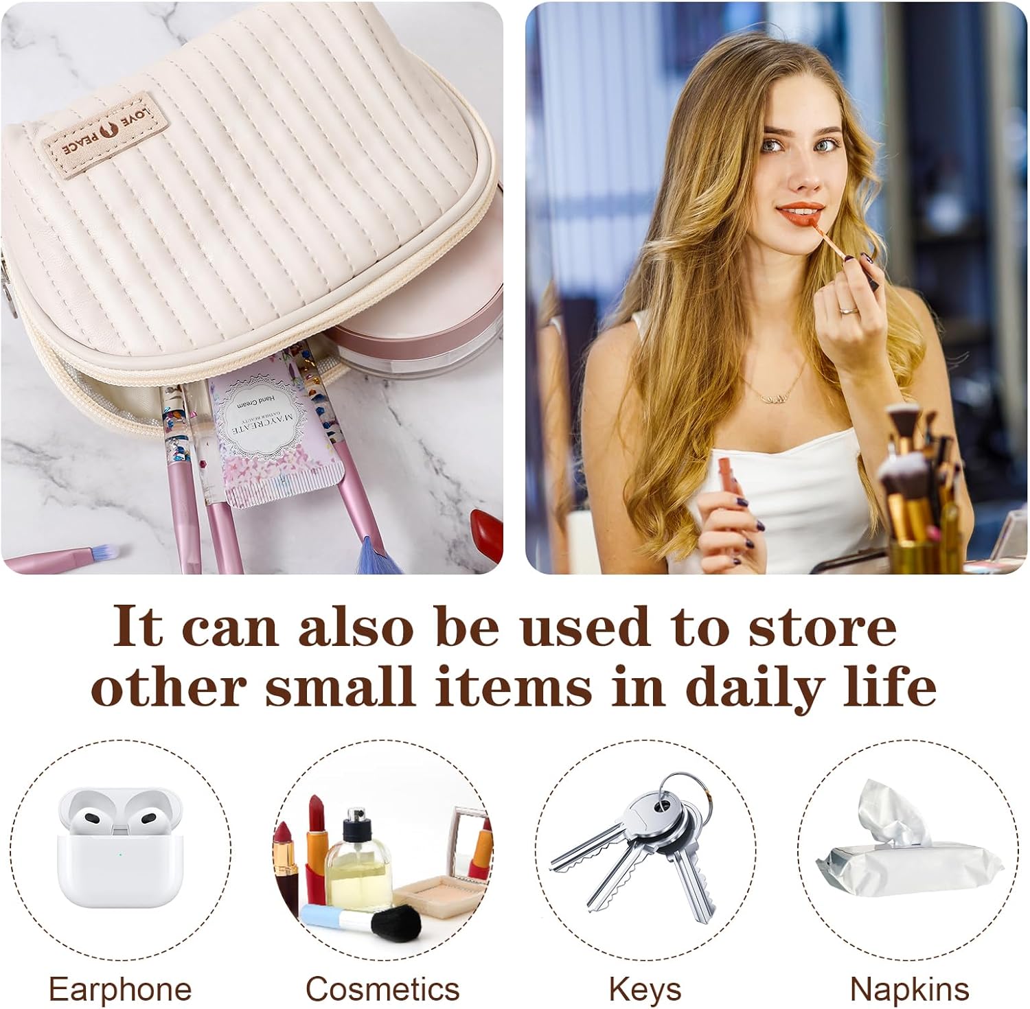 Aster Bolsa de almacenamiento de almohadillas sanitarias, bolsa de período pequeño para bolso, bolsa menstrual con cremallerabolsa de período de PU