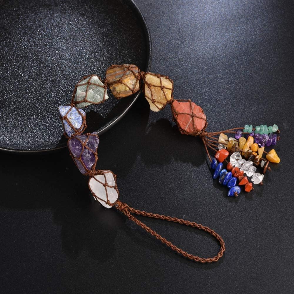 Adornos colgantes hechos a mano 7 chakras piedras crudas decoración del hogar Feng Shui ornamento