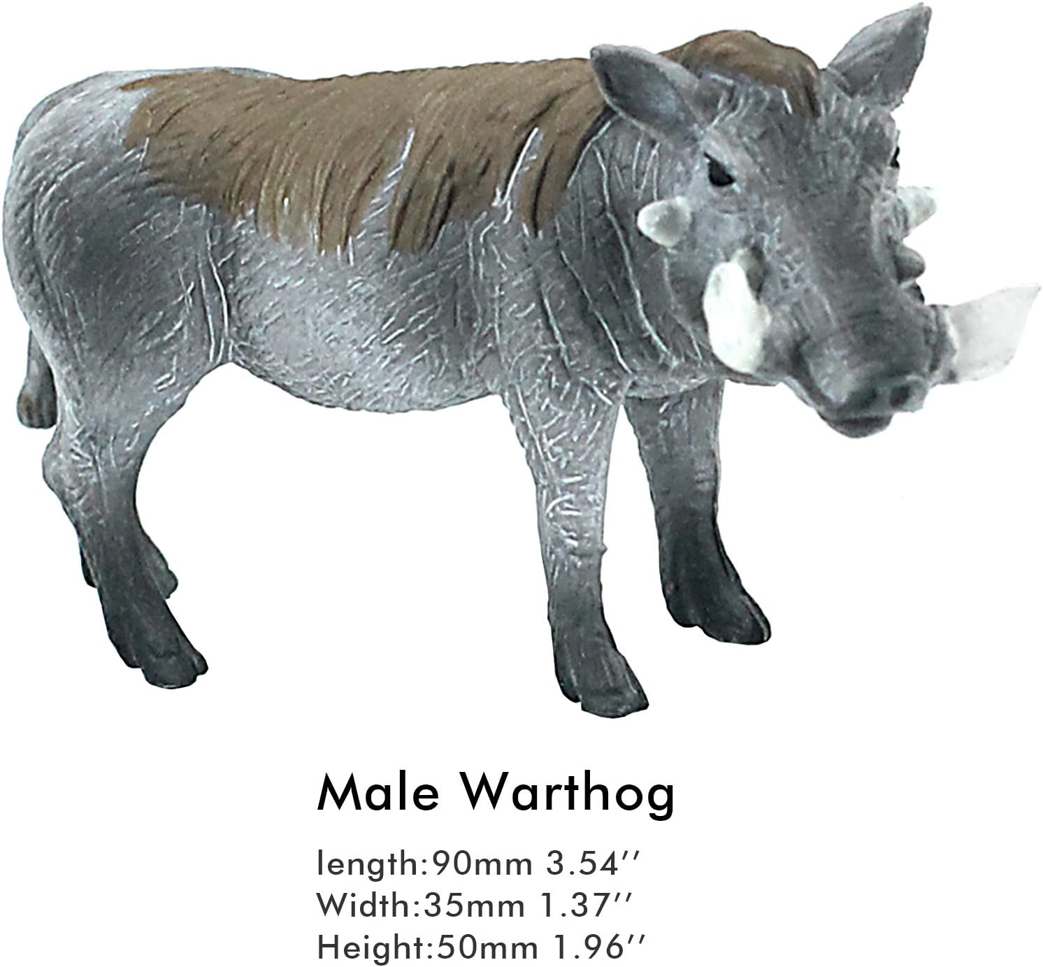Figura de animales africanos de la selva de juguete Warthogs figura realista de plástico conjunto de juego de 3 piezas