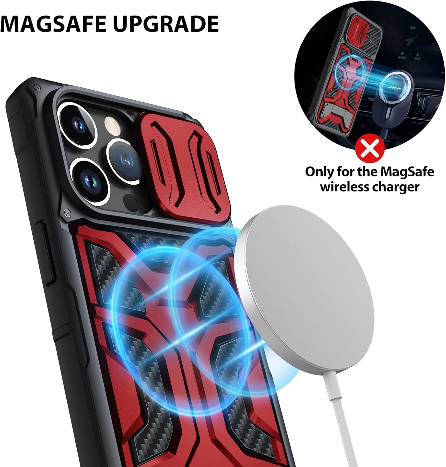 Nillkin Funda para iPhone 14 Pro Max con funda para cámara, funda de grado militar con protección deslizante para el lente de la cámara para hombres