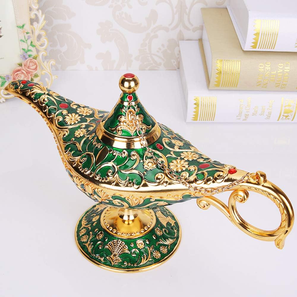 Lámpara de genio mágico Aladdin vintage para decoración y regalo de mesa de boda, decoración y regalo, lámpara árabe clásica de aleación de zinc