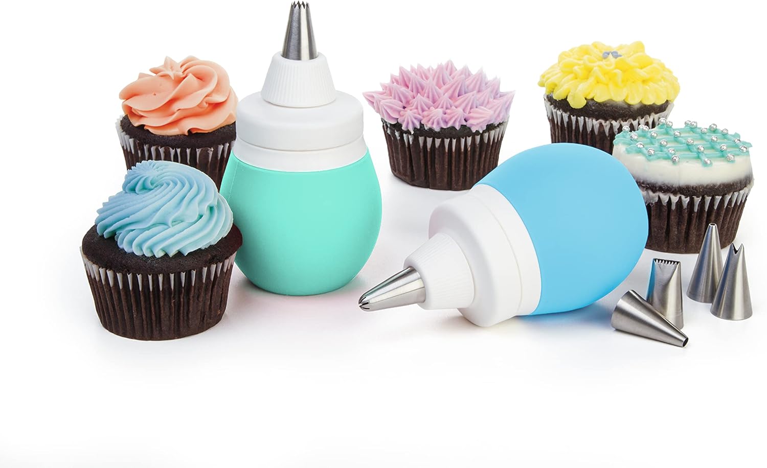 Prepworks by Progressive – Kit de decoración de bombillas de glaseado de 8 piezas, azul pastel y turquesa