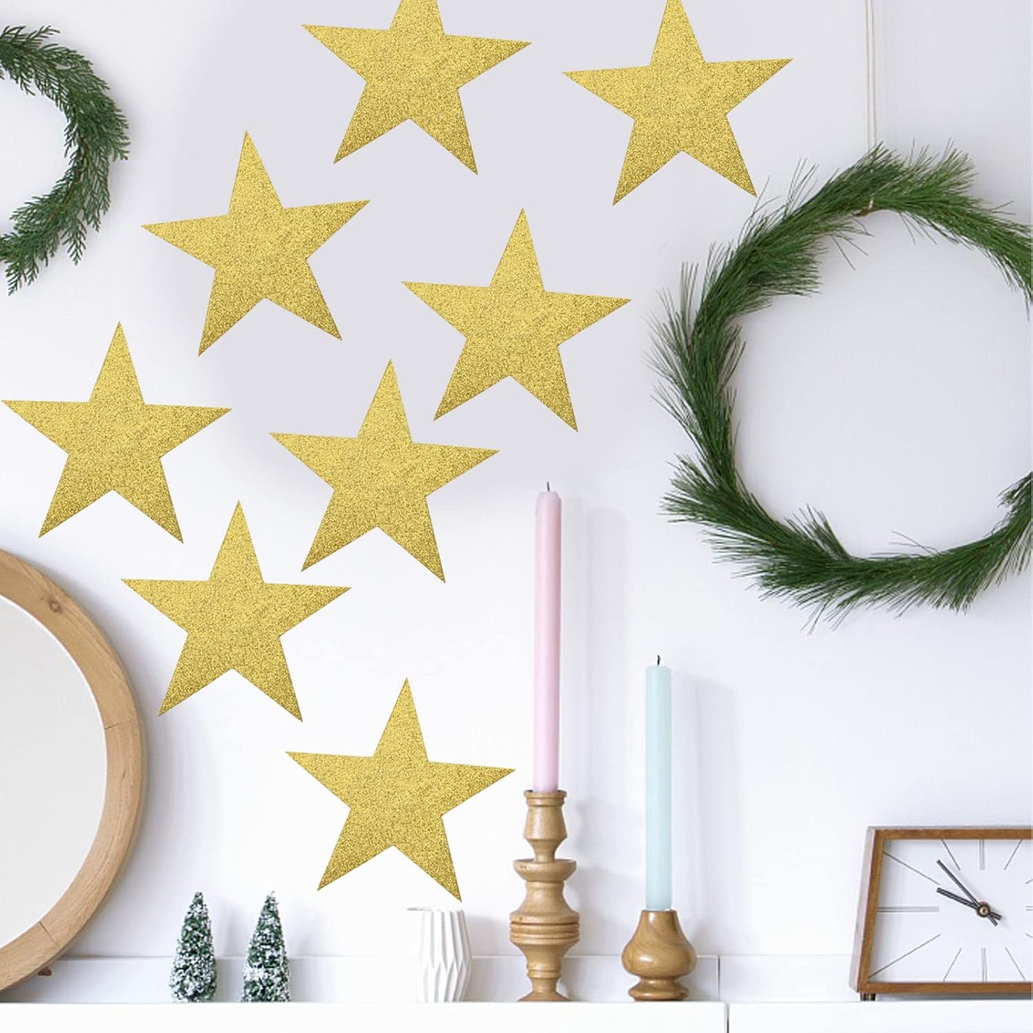 160 recortes de estrellas con purpurina, estrellas de papel brillante, estrellas de confeti de cartón para tablón de anuncios, manualidades, acentos