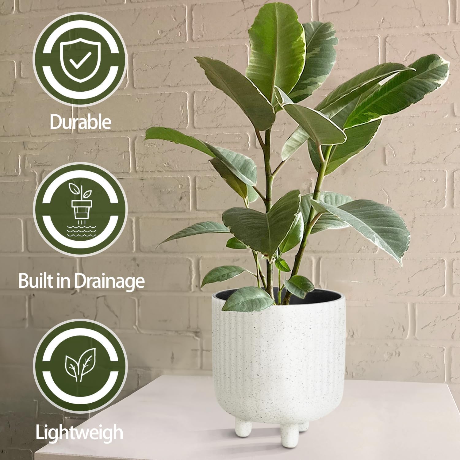 Maceta de 10 pulgadas con agujeros de drenaje, macetas modernas para plantar, macetas grandes de pie para decoración de interiores y exteriores,