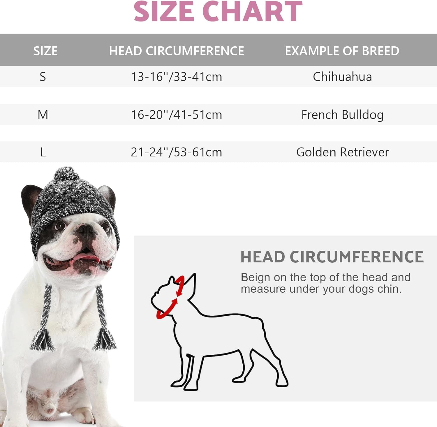 Gorro de invierno para perro, 2 piezas, cálido gorro de pompón, gorro de punto para perro cachorro con agujeros para las orejas, gorro de punto para