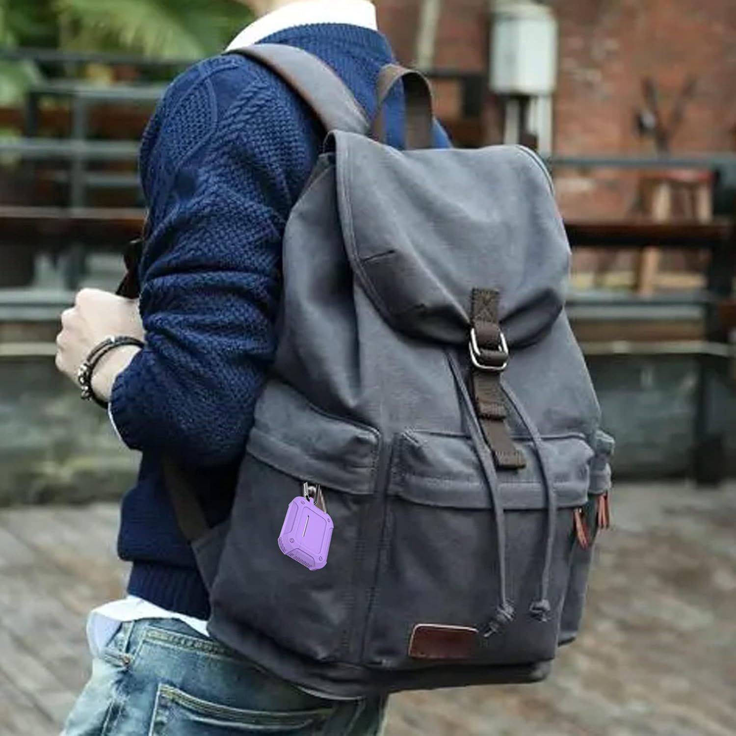 Coffea Funda protectora de silicona que absorbe los golpes con llavero para AirPods (3 generación) 2021 – Voilet