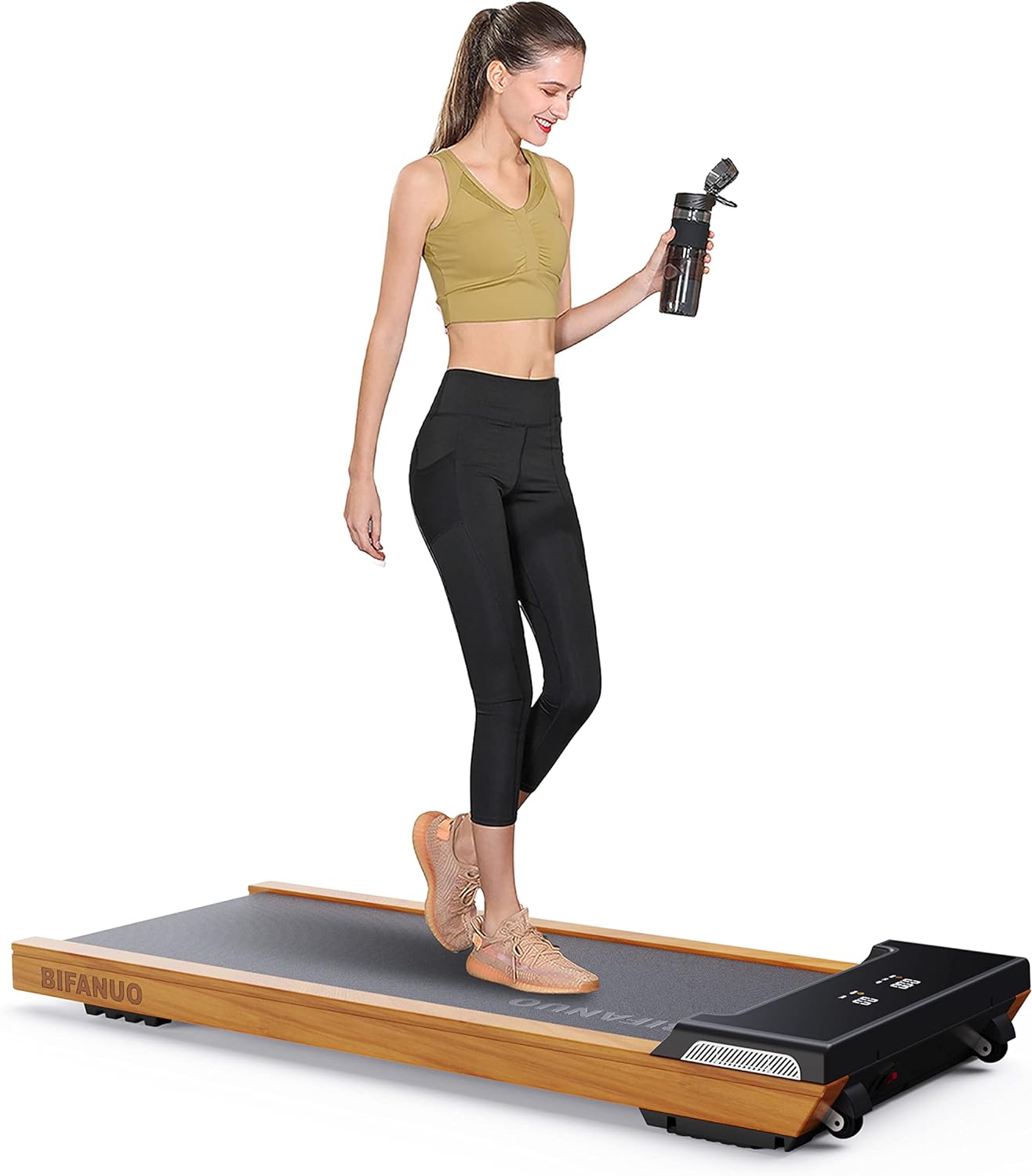 Caminadora para debajo del escritorio, almohadilla para caminar de 2.25 HP, caminadora eléctrica de madera ligera, caminadora de escritorio para