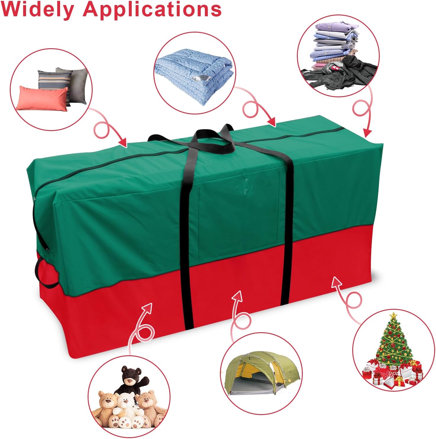 Bolsa de almacenamiento impermeable para árbol de Navidad, se adapta a árboles artificiales desmontados de hasta 10 pies de alto, 68 x 20 x 30