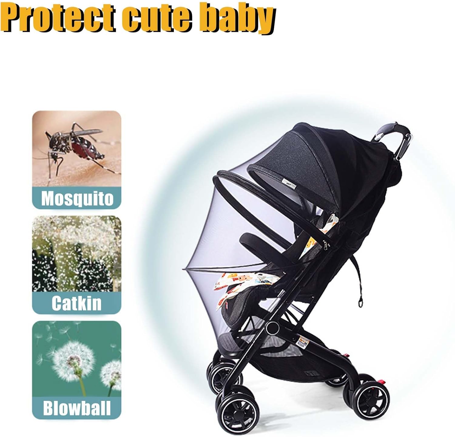 Little World Mosquito Net for Stroller Mosquito Net and Sunshade for Stroller Sun Protection Baby Mosquito Net Mesh Net Cover for Infant