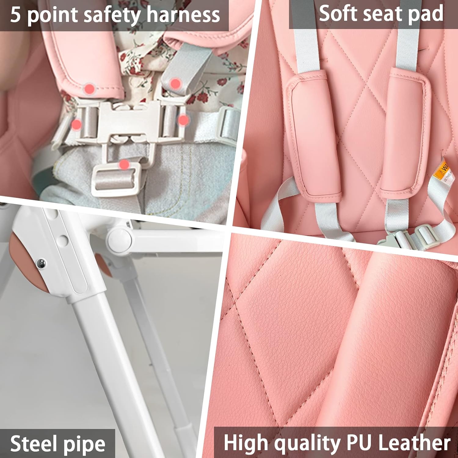 Silla alta plegable 4 en 1, silla alta portátil y compacta ajustable para bebés y niños pequeños, múltiples alturas y posiciones para regalos de