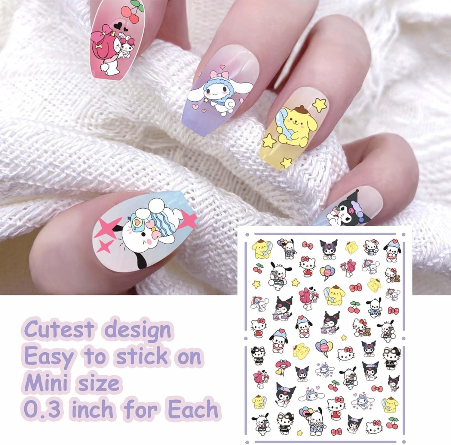 6 calcomanías pequeñas 3D para arte de uñas, accesorios Kawaii, pequeñas calcomanías de uñas lindas para niñas y mujeres, suministros de uñas rosas,