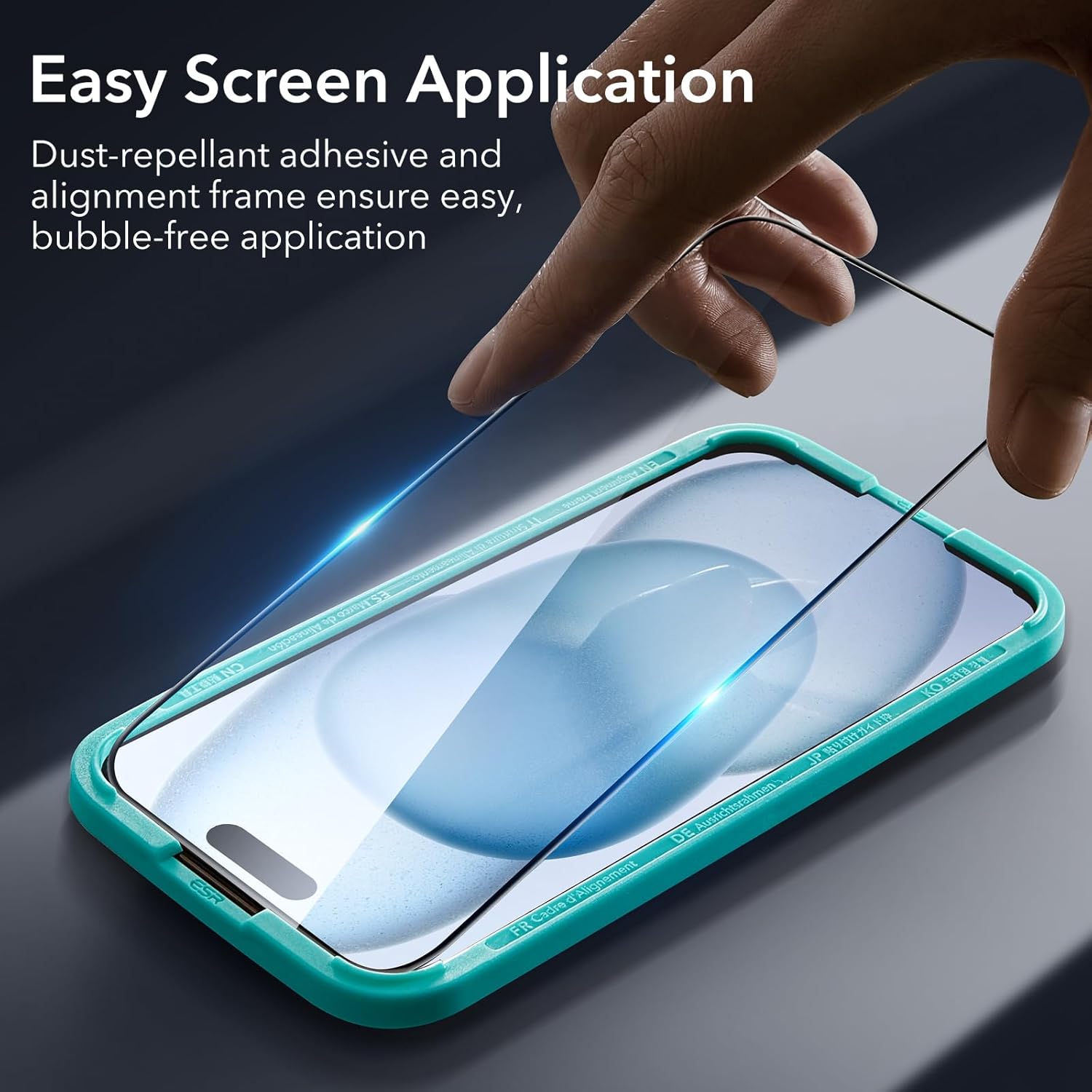 ESR Paquete de 3+2 protectores de pantalla para iPhone 15, 3 protectores de pantalla de vidrio templado y 2 protectores de lente de cámara, bordes