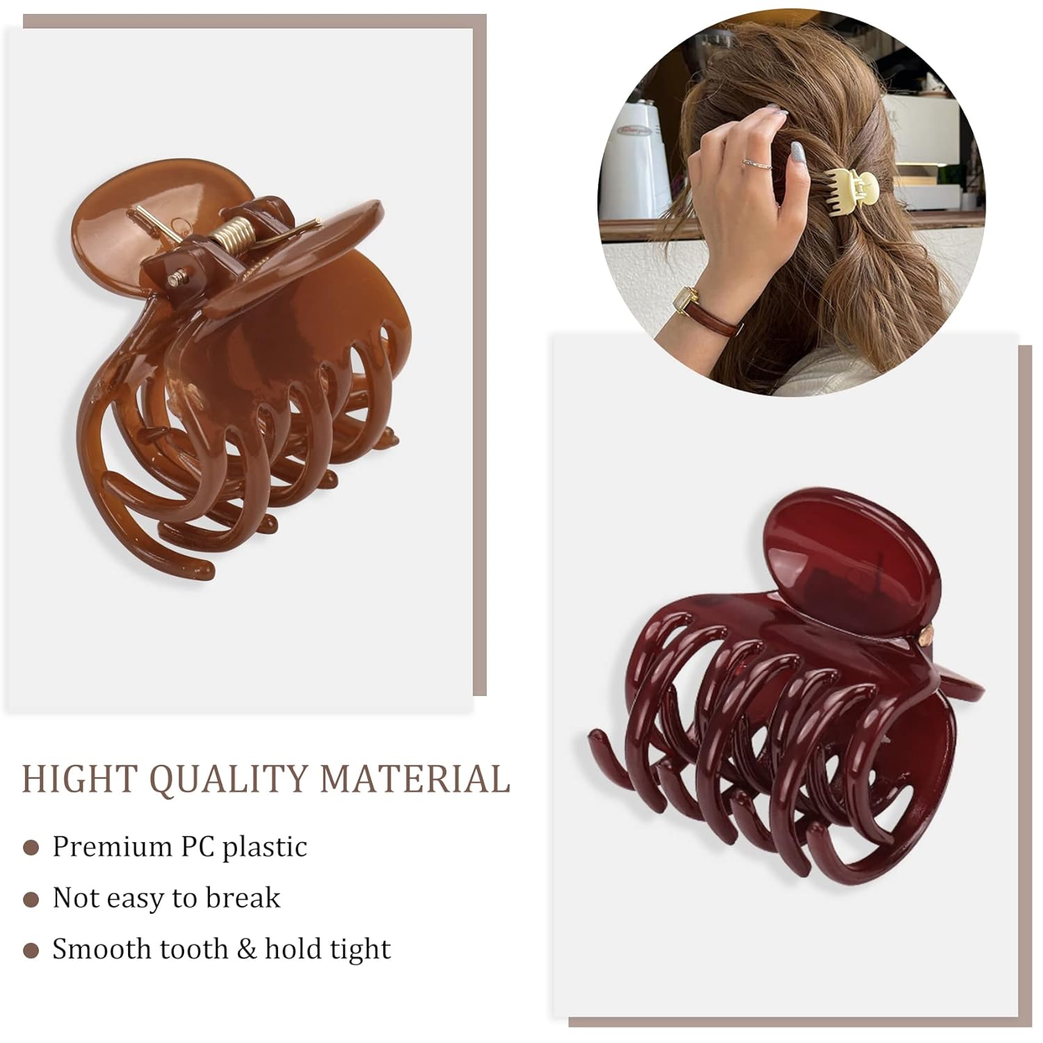 12 pinzas para el cabello de doble fila, pinzas de mandíbula medianas de 1.6 pulgadas, pinzas para el cabello de garra pequeña mate y brillante,